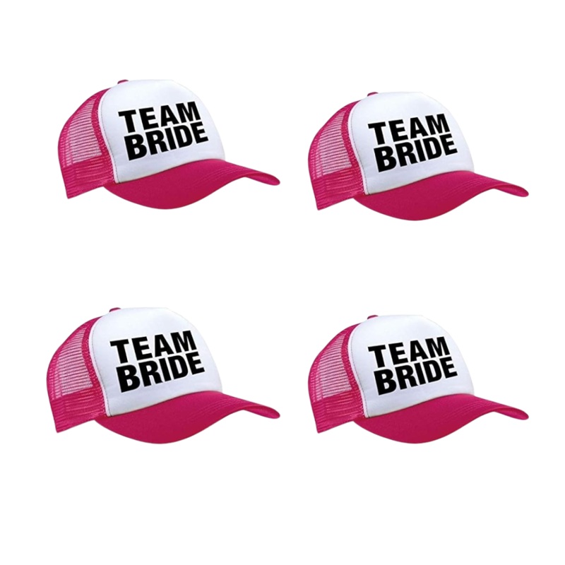 4 Pack Team Bride Caps Mesh Hat Bachelorette Party Bridal Wedding Shower Caps Adjustable