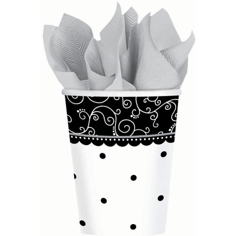 Black and White Wedding 9oz Paper Cups (8ct)