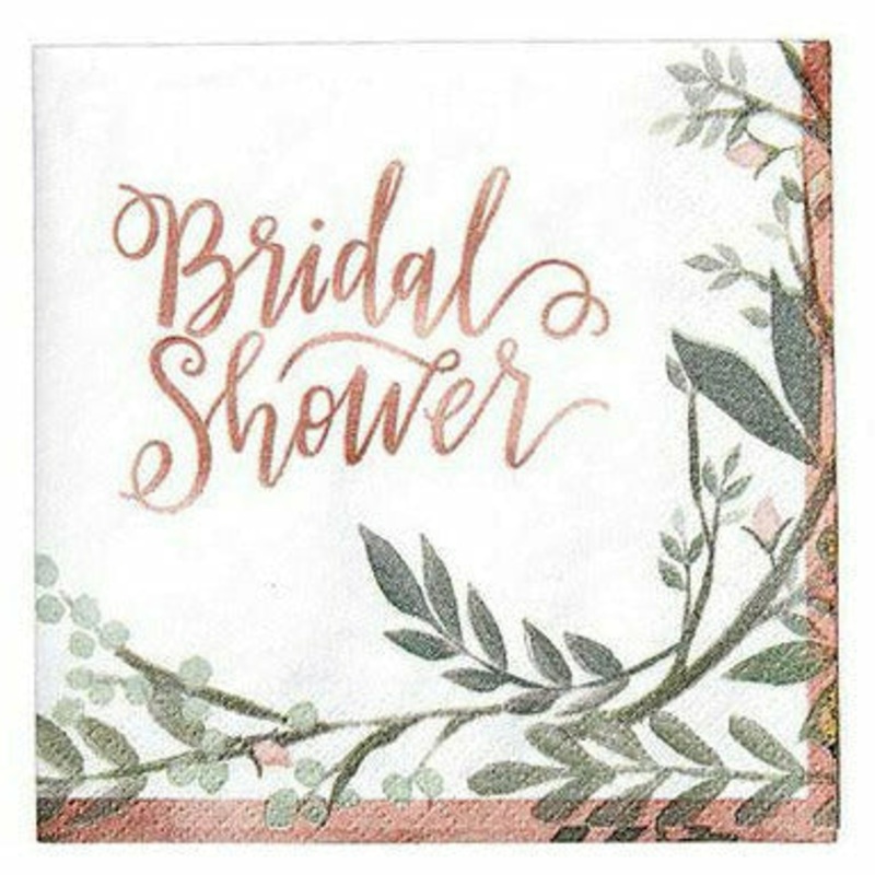 Floral Greenery Bridal Shower Beverage Napkins 16ct