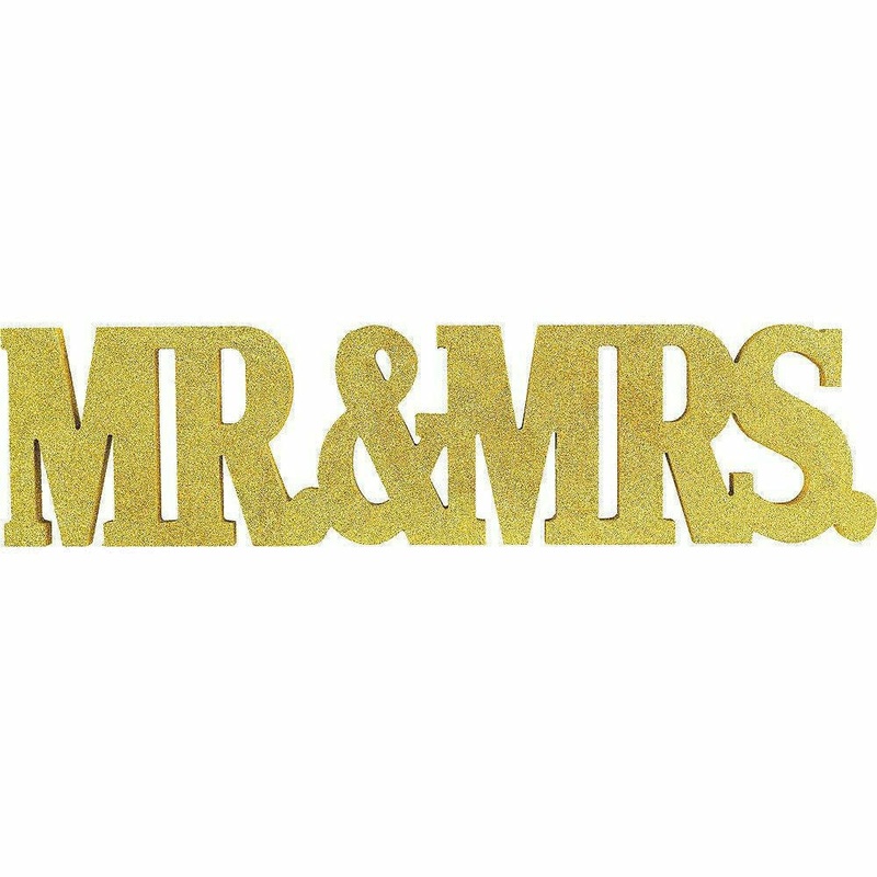 Glitter Gold Mr. & Mrs. Block Letter Sign
