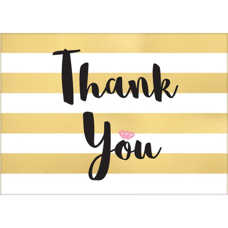 Gold Striped Wedding Thank You Notes (8 ct)