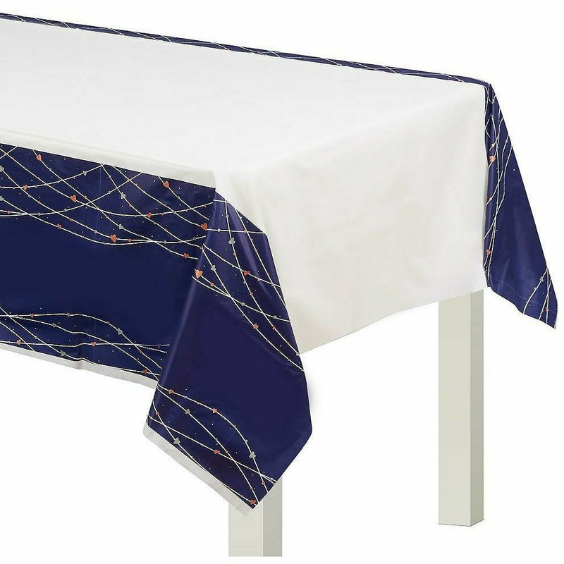 Navy Love Plastic Table Cover