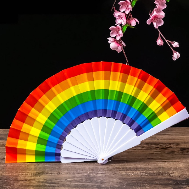 Rainbow Hand Fans for Mehendi / Haldi Wedding Favors - 1PC