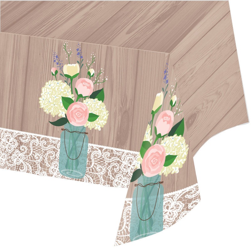 Rustic Wedding Plastic Tablecover