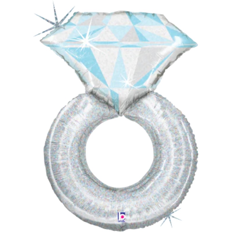 Betallic Platinum Wedding Ring 31 inch Holographic Shaped Foil Balloon