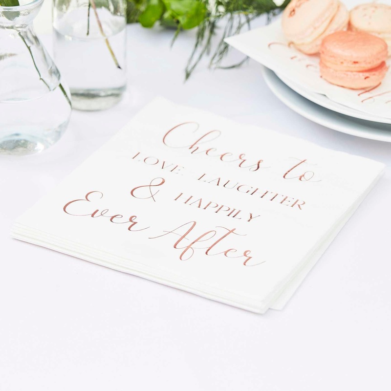 Botanical Happily Ever After Wedding Napkins 16pk
