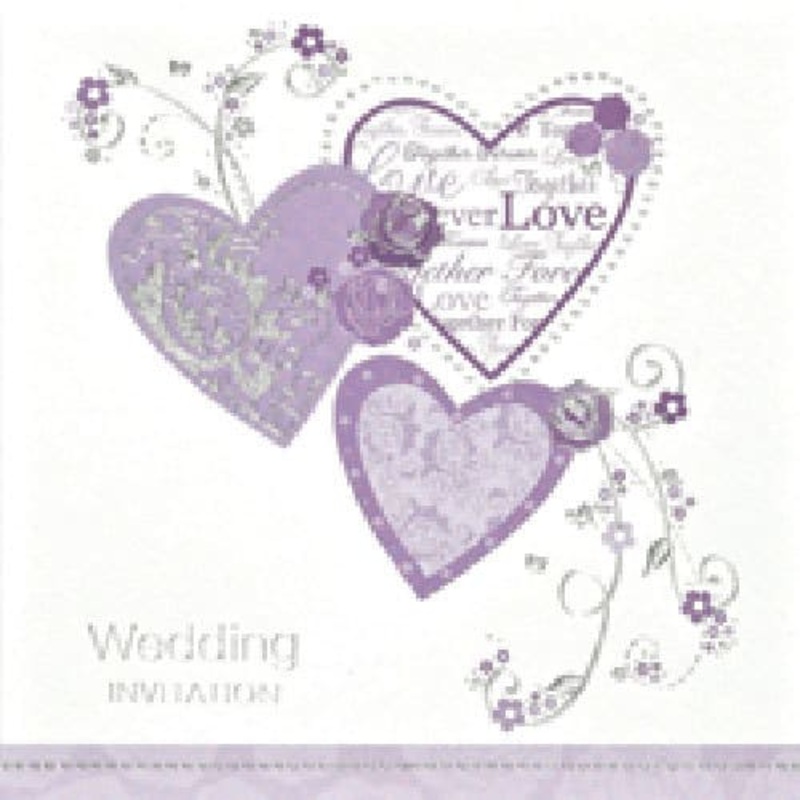 Hearts Wedding Invitations x6