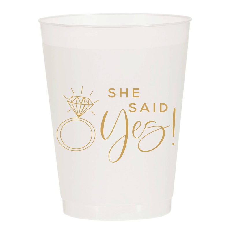 She Said Yes Ring Frosted Cups - Wedding: Pack of 6
