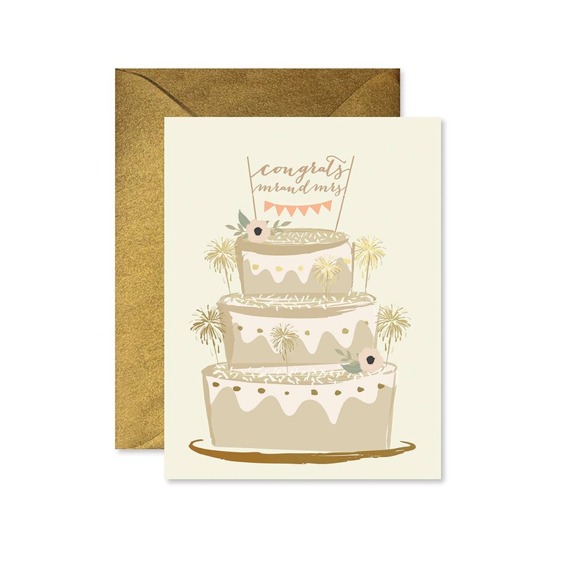 Sparkler Cake Wedding Greeting Card