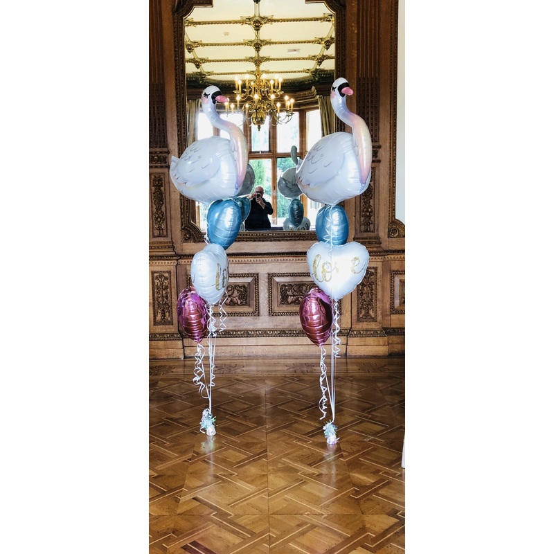 Swan Wedding Themed Foil Balloon Display