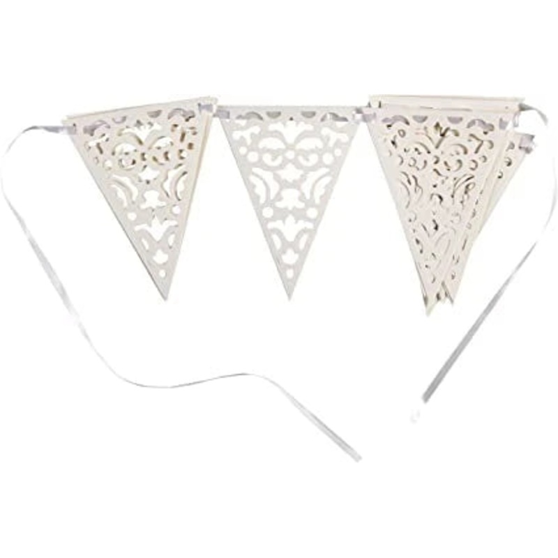 Wedding Bunting - White Swirls