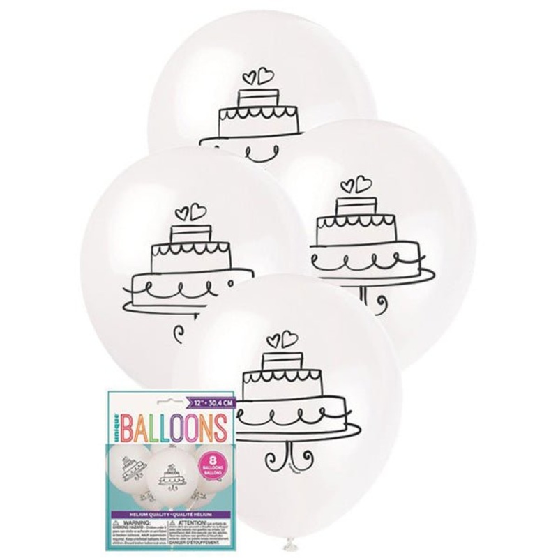 Wedding Cake White Balloons 30cm (Pack of 8)
