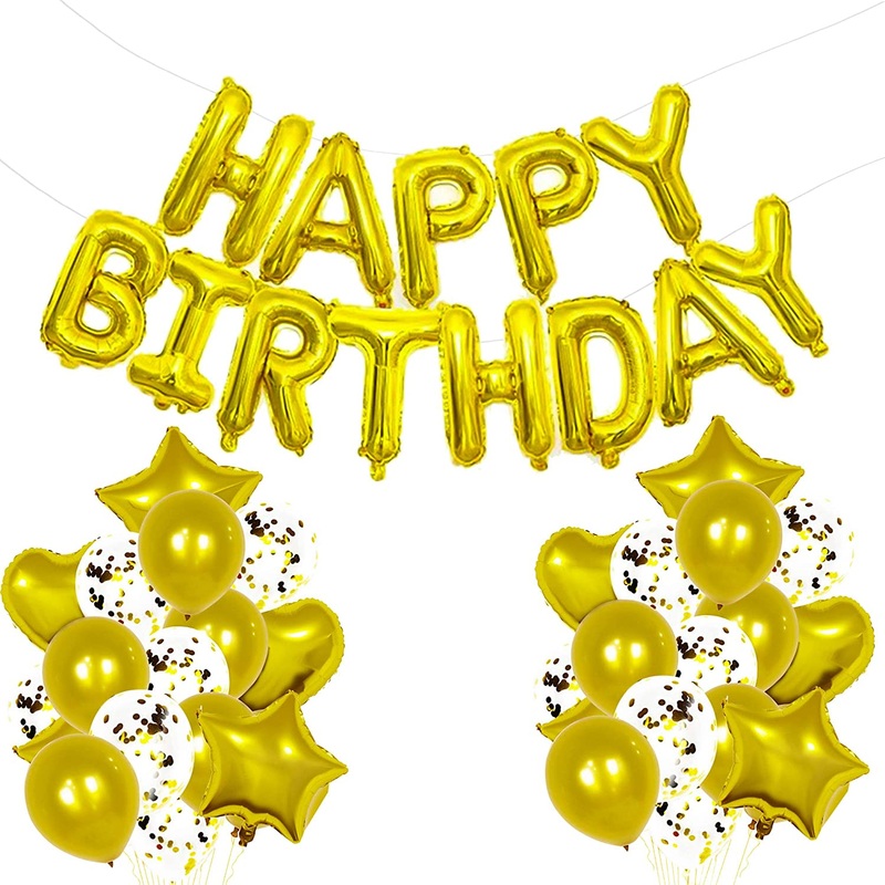 16 Inch Birthday Banner Balloon Letter Foil Party Decoration Bunting 18 Inch Star Heart Foil Latex Balloons Helium Confetti Balloons for Wedding Anniversaries blue