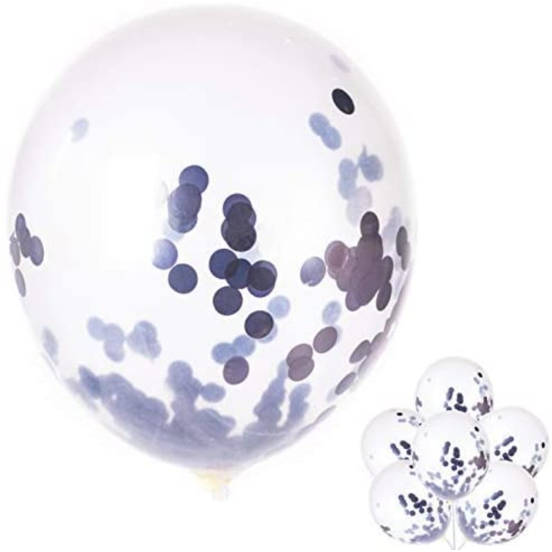 Black - 12-Inch Transparent Balloon 20Pcs Confetti Balloons Inflatable Wedding Supplies Party Wedding Decoration Black