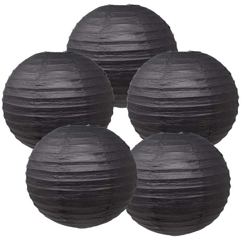Black Paper Lanterns -12"Inch Great For Birthday Parties, Weddings Or Any Other Event.
