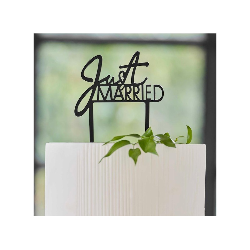 Contemporary Wedding Just Married Cake Topper