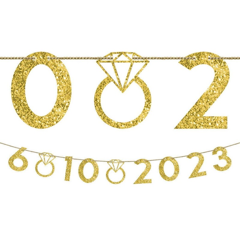 Customisable Gold Glitter Wedding Date Banner