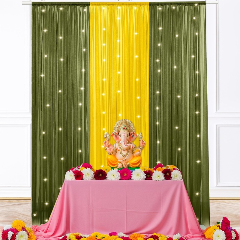 Decorate your Wedding with Green & Yellow Curtains
