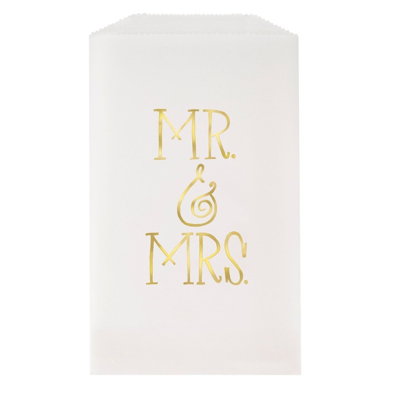 Mr & Mrs Gold Foil Wedding Favor Bags 8ct