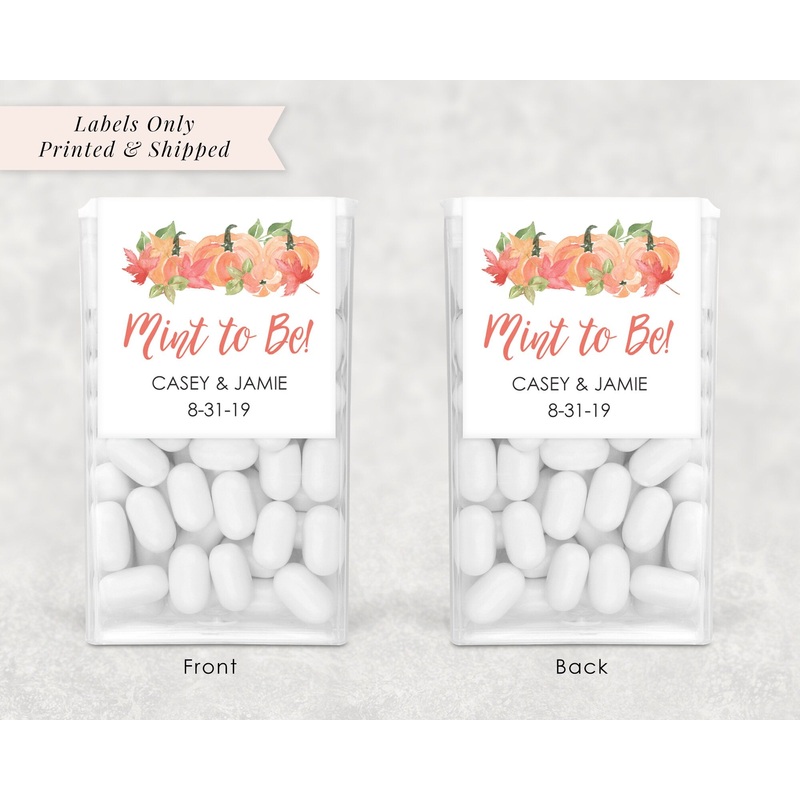 Pumpkin Bridal Shower Favors Tic Tac Labels Mint To Be Fall Wedding Favors, Bachelorette Favors, Engagement Party Favor - Set of 24 Labels