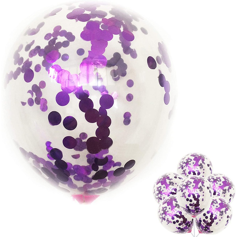 Purple- 12-Inch Transparent Balloon 20Pcs Confetti Balloons Inflatable Wedding Supplies Party Wedding Decoration Purple