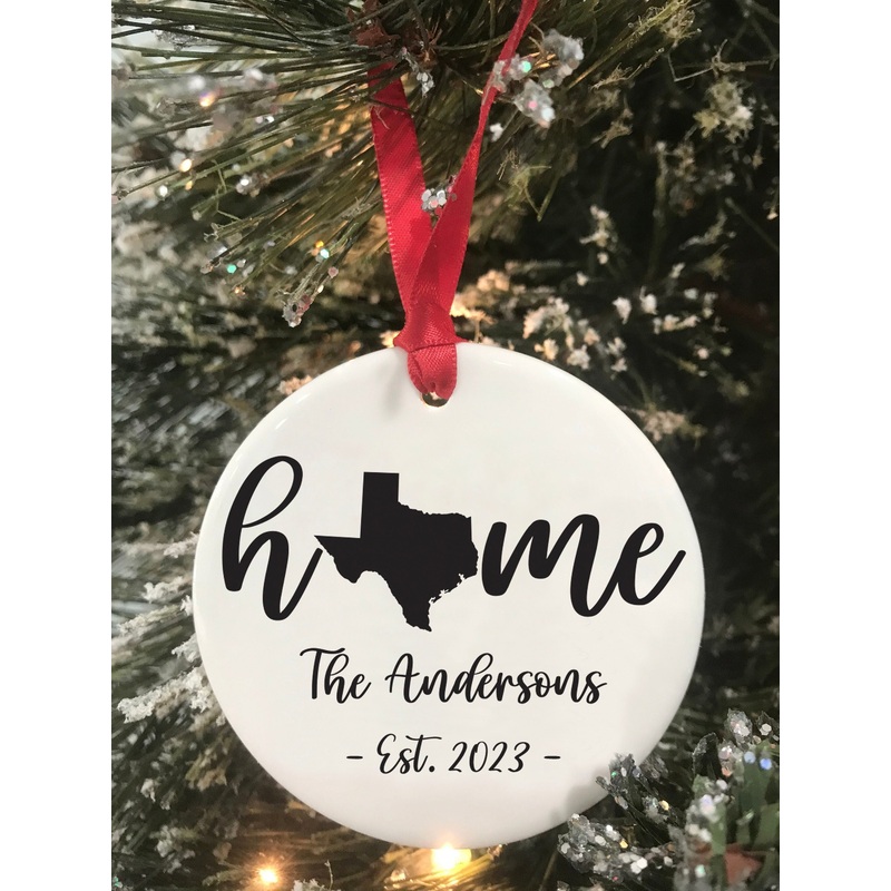 Texas State Home Christmas Ornament New Home First Christmas Housewarming Gift Wedding Ornament Realtor Gift Choose Your State 2023