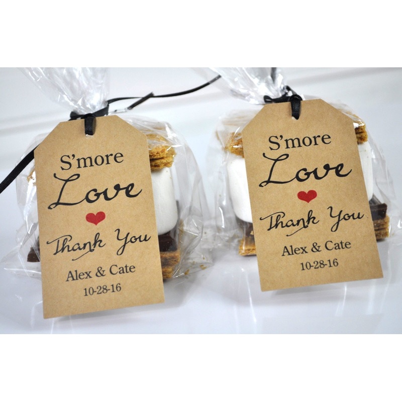 Wedding Favors, Smore Love Favor Tags, Rustic Wedding Favors, Thank You Tags, Bridal Shower Favor Tags, Personalized Favors - Set of 12