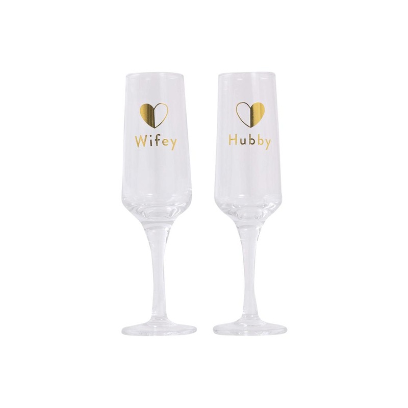 Wedding Wifey & Hubby Wine Glass Set