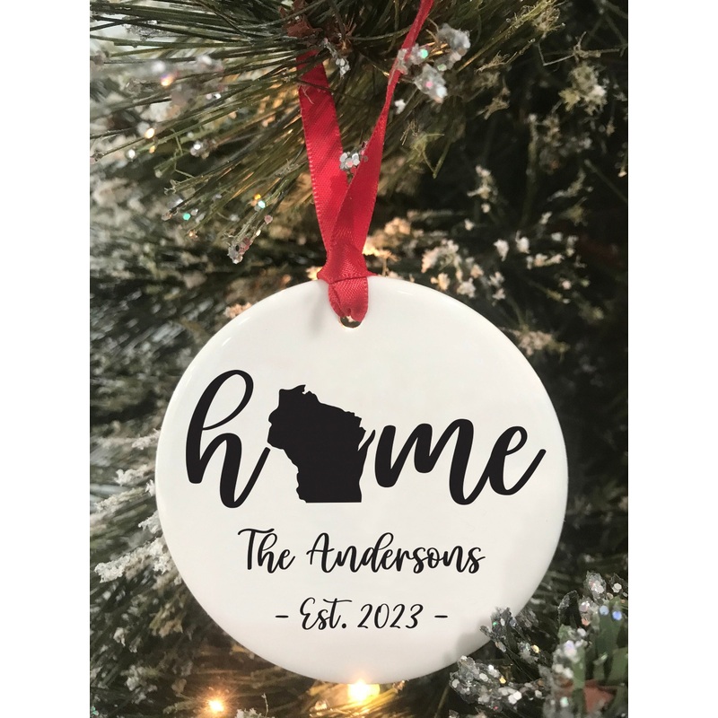 Wisconsin State Home Christmas Ornament New Home First Christmas Housewarming Gift Wedding Ornament Realtor Gift Choose Your State 2023