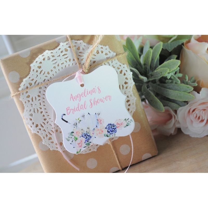Bridal Shower Favor Thank You Tags, Wedding Favors Personalized Wedding Tags, Umbrella Bridal Shower Hang Tags - Set of 12