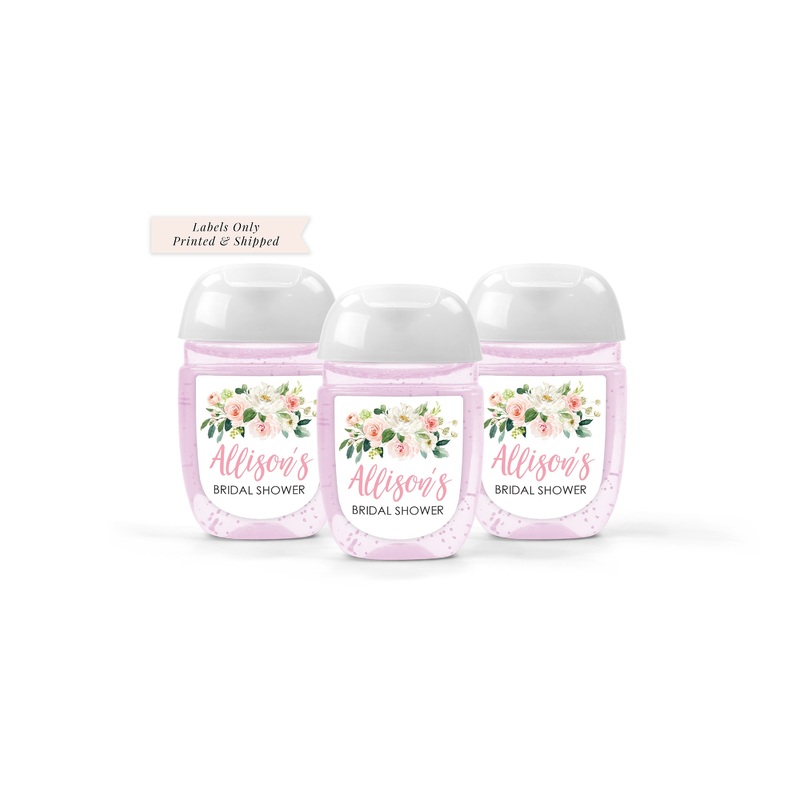 Bridal Shower Hand Sanitizer Labels Blush Floral Wedding Favor   Bachelorette Party Hand Sanitizer Labels - Set of 30 Labels