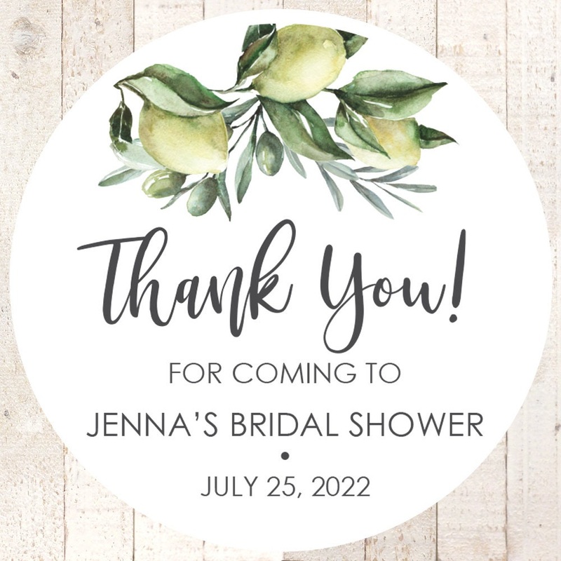Bridal Shower Sticker Favors Lemon Citrus Wedding Favor Stickers, Thank You Stickers, Wedding Favor Sticker Labels - Set of 24