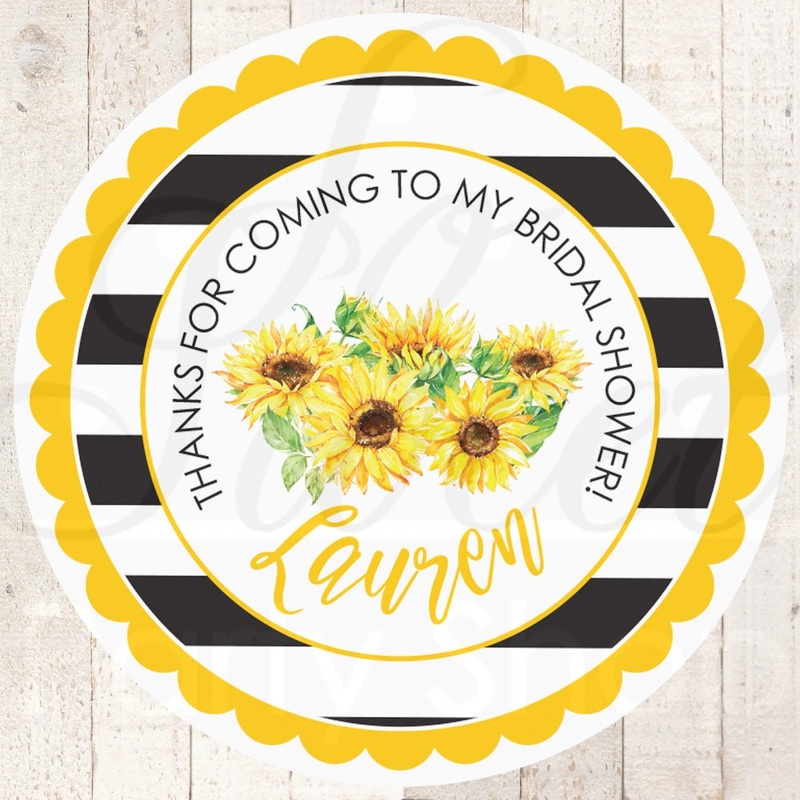 Bridal Shower Sticker Favors Sunflower Wedding Favor Stickers, Thank You Stickers, Wedding Favor Sticker Labels - Set of 24 Stickers