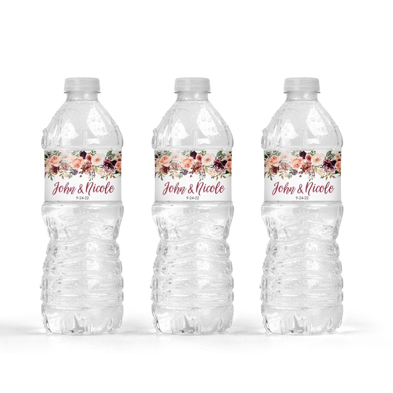 Bridal Shower Water Bottle Labels, Bachelorette Party Wedding Labels, Engagement Party Bachelorette Party Fall Floral Autumn - Set of 10