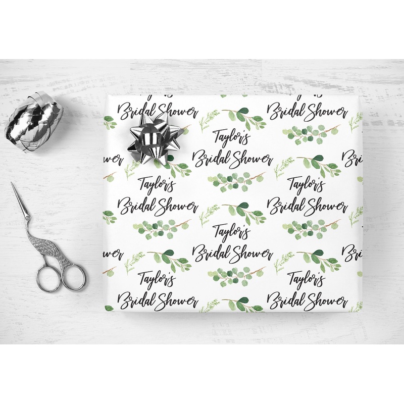 Bridal Shower Wrapping Paper Greenery Leaf, Personalized Bridal Shower Wedding Gift Wrap Sheets, Unique Present Wrapping Paper