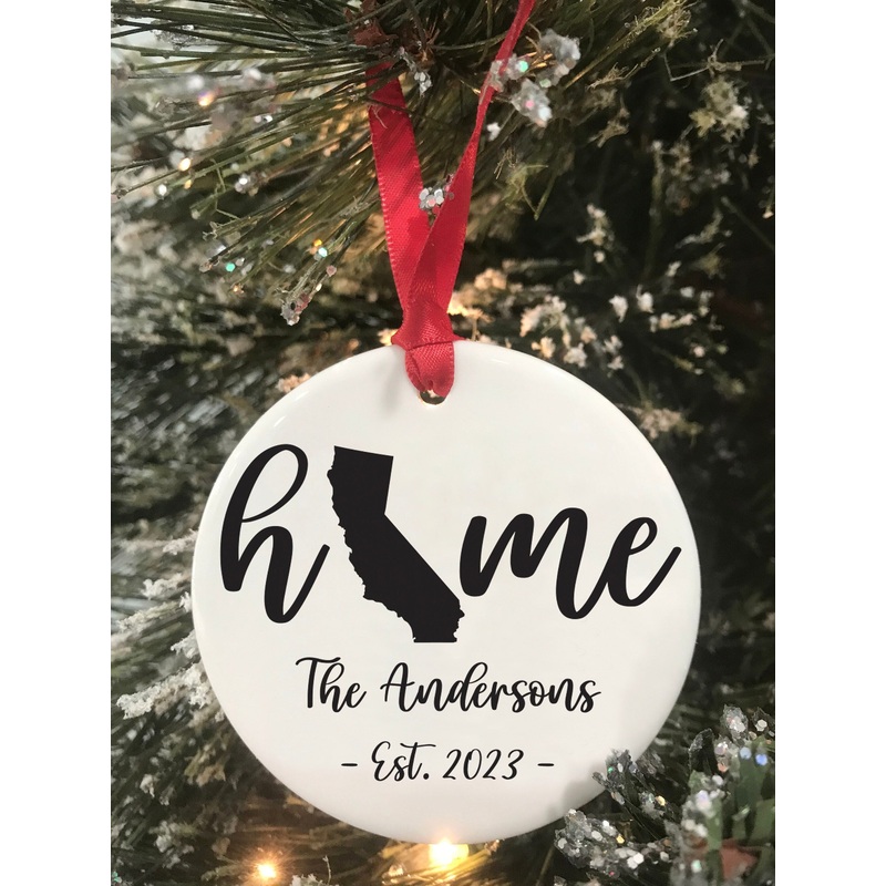 California State Home Christmas Ornament New Home First Christmas Housewarming Gift Wedding Ornament Realtor Gift Choose Your State 2023
