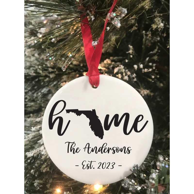 Florida State Home Christmas Ornament New Home First Christmas Housewarming Gift Wedding Ornament Realtor Gift Choose Your State 2023