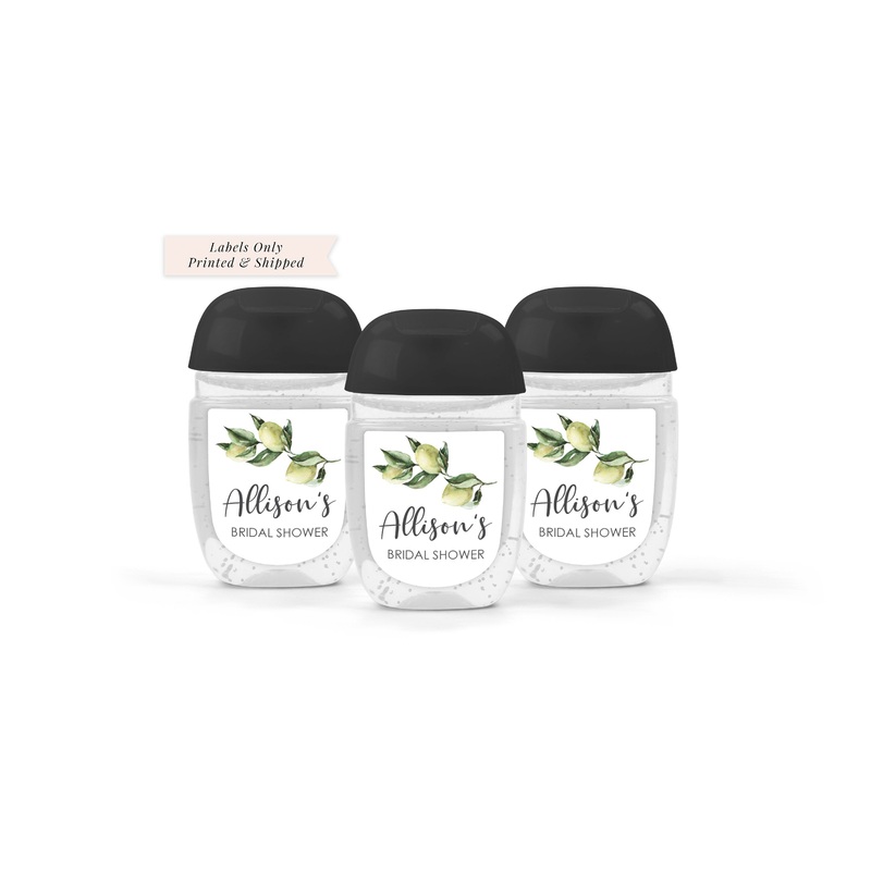 Lemon Bridal Shower Sanitizer Labels, Lemon Wedding Italian Rustic Olive Branch Wedding Favor, Hand Sanitizer Labels - Set of 30 Labels