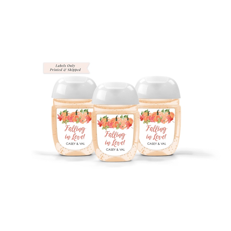 Pumpkin Bridal Shower Sanitizer Favor Labels Wedding Favor   Fall Wedding Bridal Shower Hand Sanitizer Labels - Set of 30 Labels