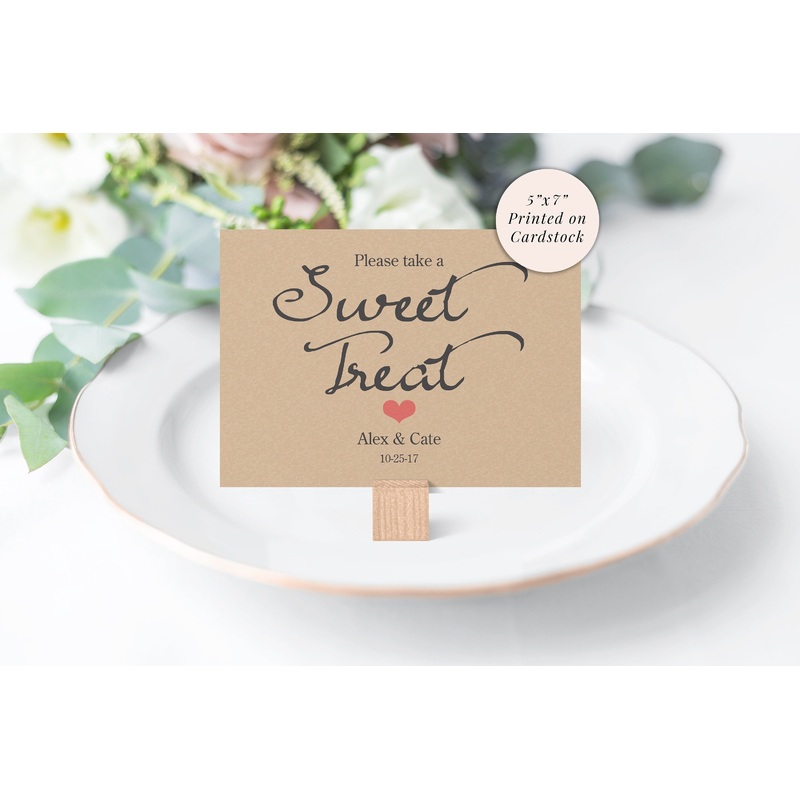 Rustic Wedding Sweet Treat Sign, Rustic Wedding Sign, Bridal Shower Sweet Table Sign, Candy Buffet Sign, 5x7 Sign Printed and Shipped