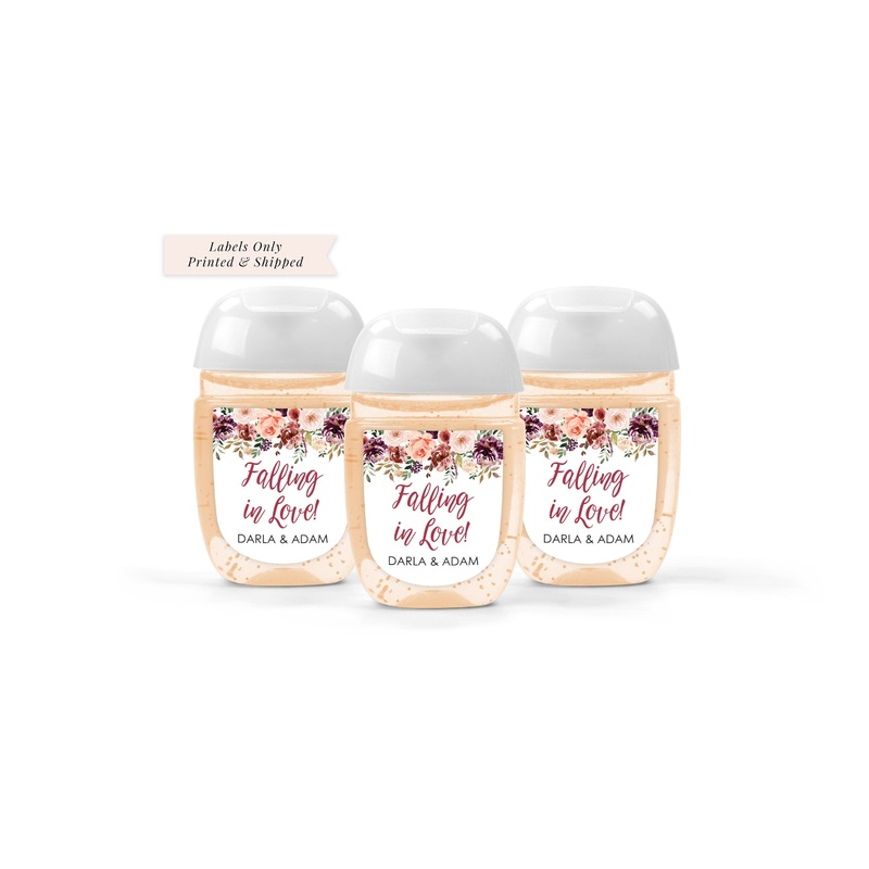 Sanitizer Labels Wedding Favor   Fall Wedding Bridal Shower Hand Sanitizer Labels Fall Floral - Set of 30 Labels