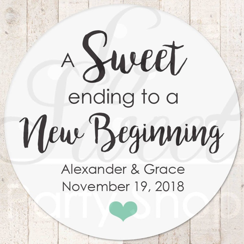Sweet Ending to a New Beginning Wedding Labels, Wedding Favor Stickers, Treat Bag Sticker, Sweet and Salty, Snack Stickers - Set of 24