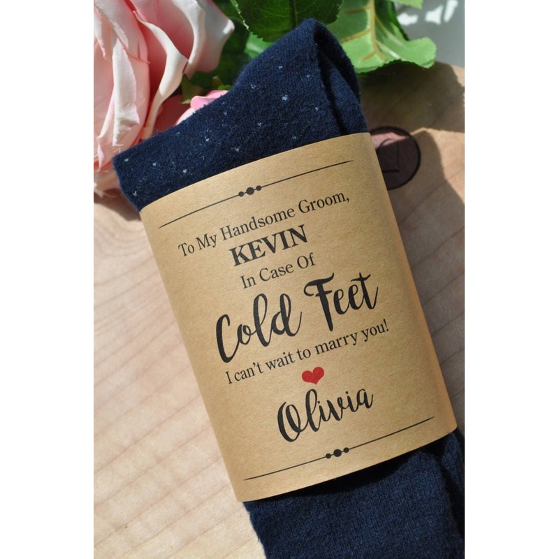 Wedding Cold Feet Sock Wrap, In Case of Cold Feet Label, Groom Gift, Wedding Day Gift, Gift From Bride, **PRINTED & SHIPPED**