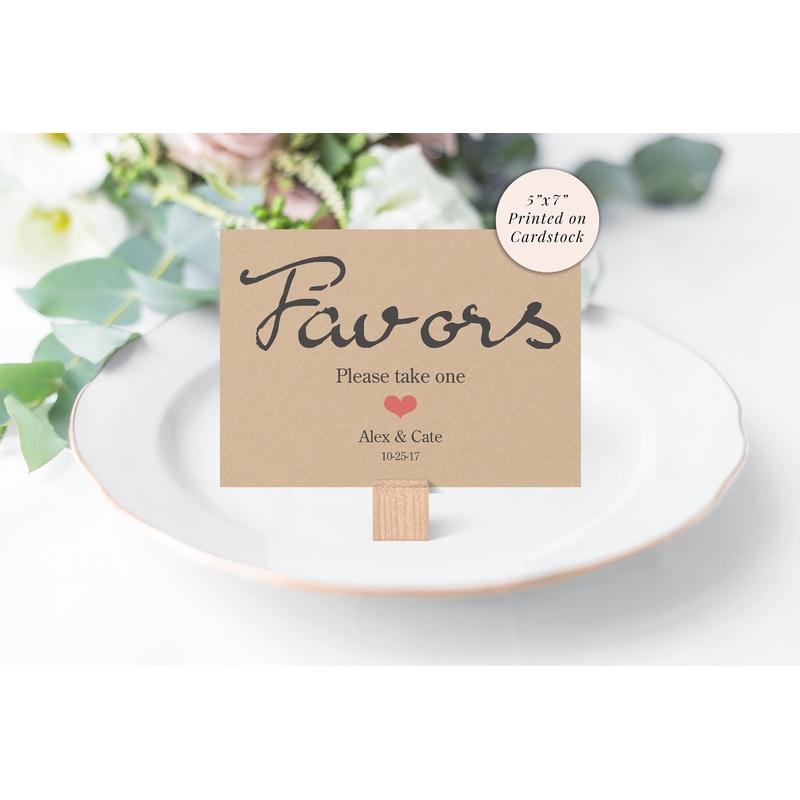 Wedding Favor Sign 5x7 Rustic Kraft Print, Rustic Wedding Sign, Please Take One Favor Sign, Bridal Shower Favor Sign - Printed and Shipped