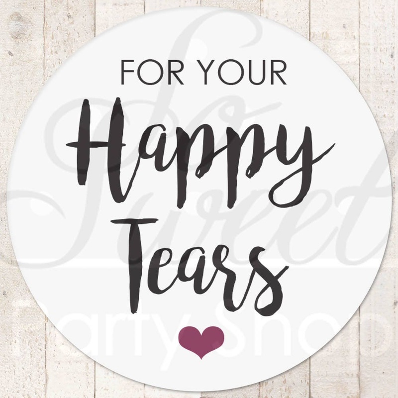 Wedding Favor Stickers, Happy Tears Stickers, Tissue Sticker, Wedding Labels, Tears Of Joy Stickers, Wedding Tears Labels - Set of 24
