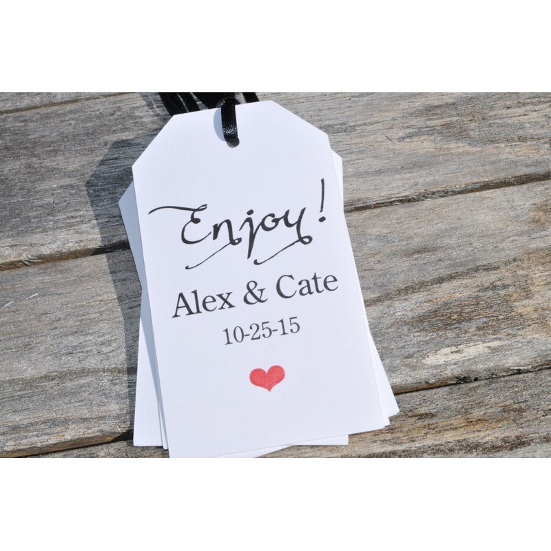 Wedding Favor Tags, Bridal Shower Favor Tags, Thank You Tags, Enjoy Favor Tags, Bachelorette Party Favors, Personalized Favors - Set of 12