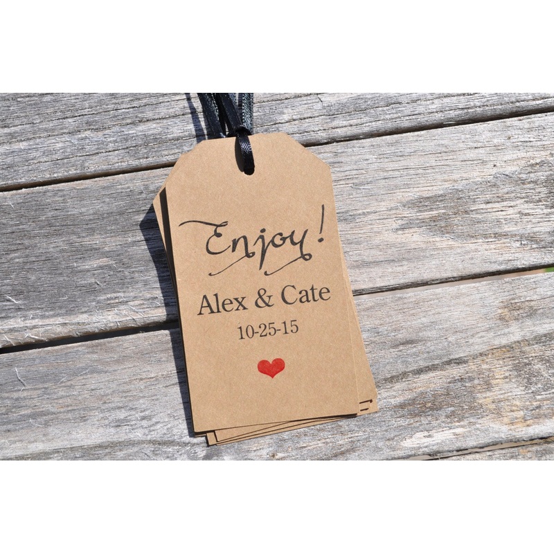 Wedding Favor Tags Enjoy, Baby Shower Thank You Tags, Rustic Kraft Favor Tag, Bridal Shower, Birthday Favor Tags - Set of 12