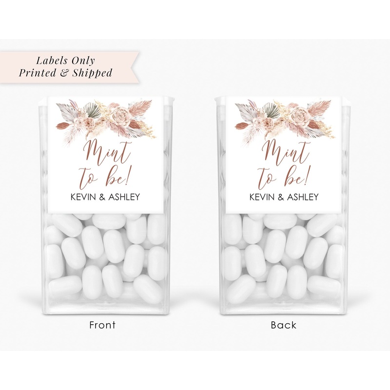 Wedding Favors Tic Tac Labels Mint To Be Boho Floral Pampas Grass Neutral Wedding Favors, Bridal Shower Favor - Set of 24 Labels