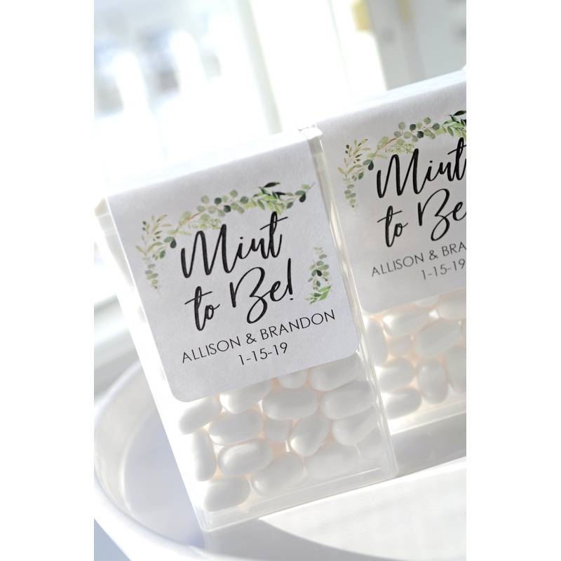 Wedding Favors Tic Tac Labels Mint To Be, Bridal Shower Favor, Bachelorette Favors, Engagement Party Favor, Greenery Leaf - Set of 24 Labels