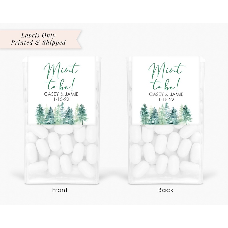 Wedding Favors Tic Tac Labels Mint To Be Christmas Trees Evergreens Winter Wedding, Bridal Shower Mint Favors - Set of 24 Labels
